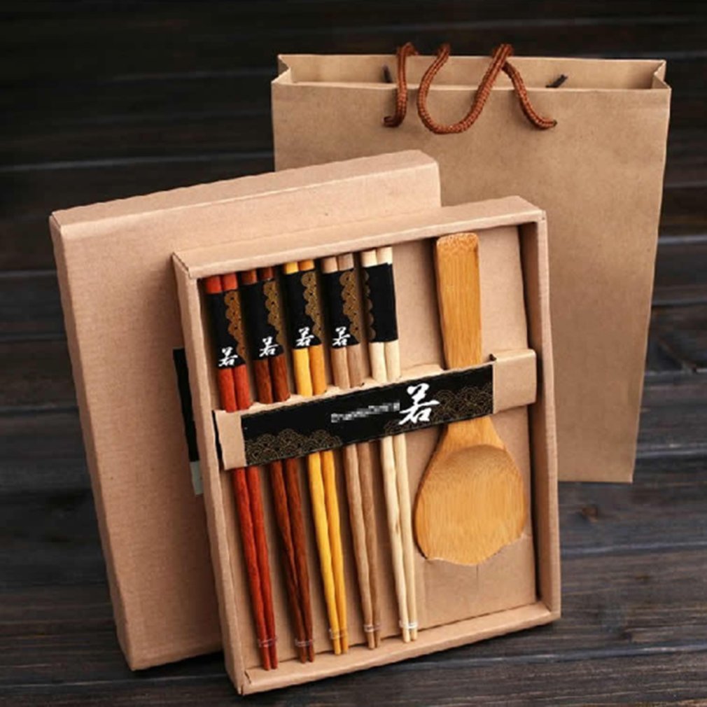 Set de 5 pares de Palillos y Cuchara de Arroz Akihiko