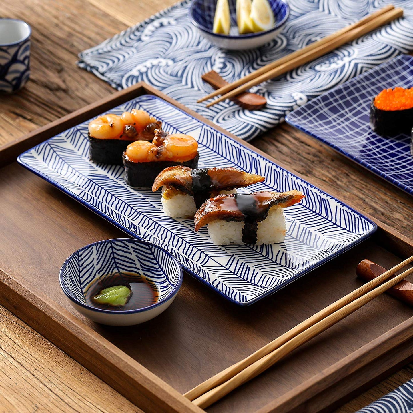 Sushi Plates, Sauce Bowls and Chopsticks Set Ginza