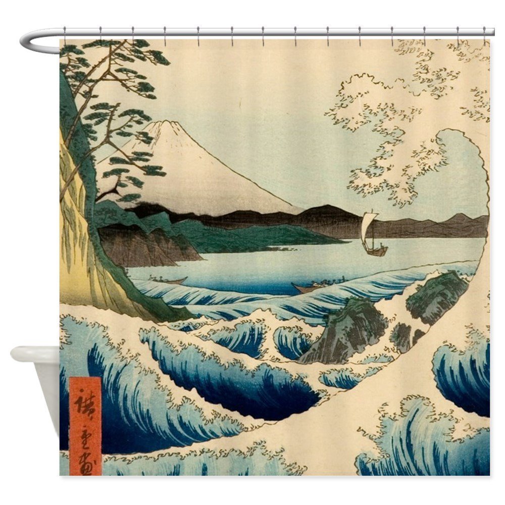 Homemissing Samurai Duschvorhang 180x180cm - Japan Design Mit 12 Haken