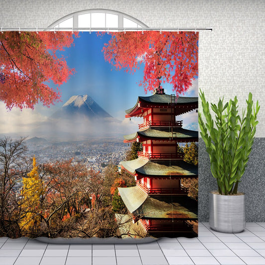 Shower Curtain Japanese Temple (4 sizes)