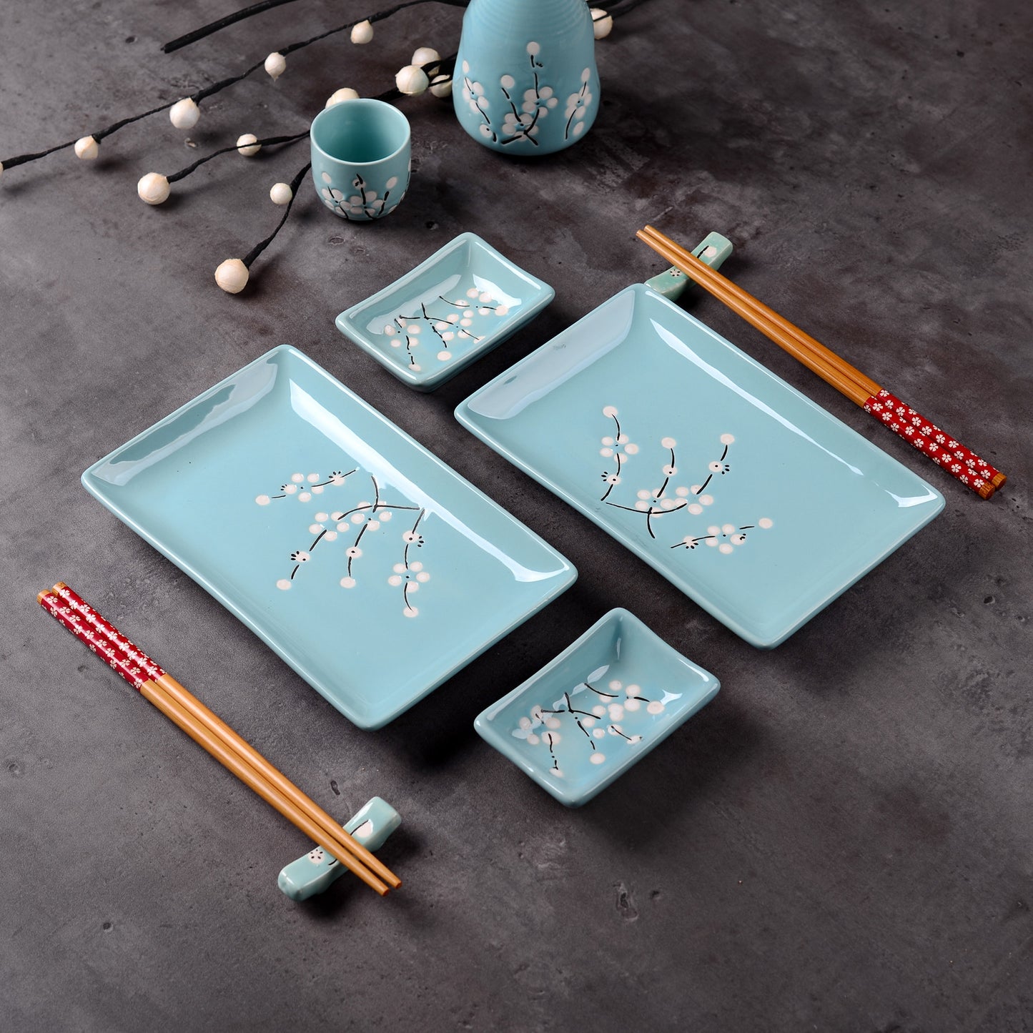 Sushi Plates, Dipping Dish and Chopsticks Set Kiki III