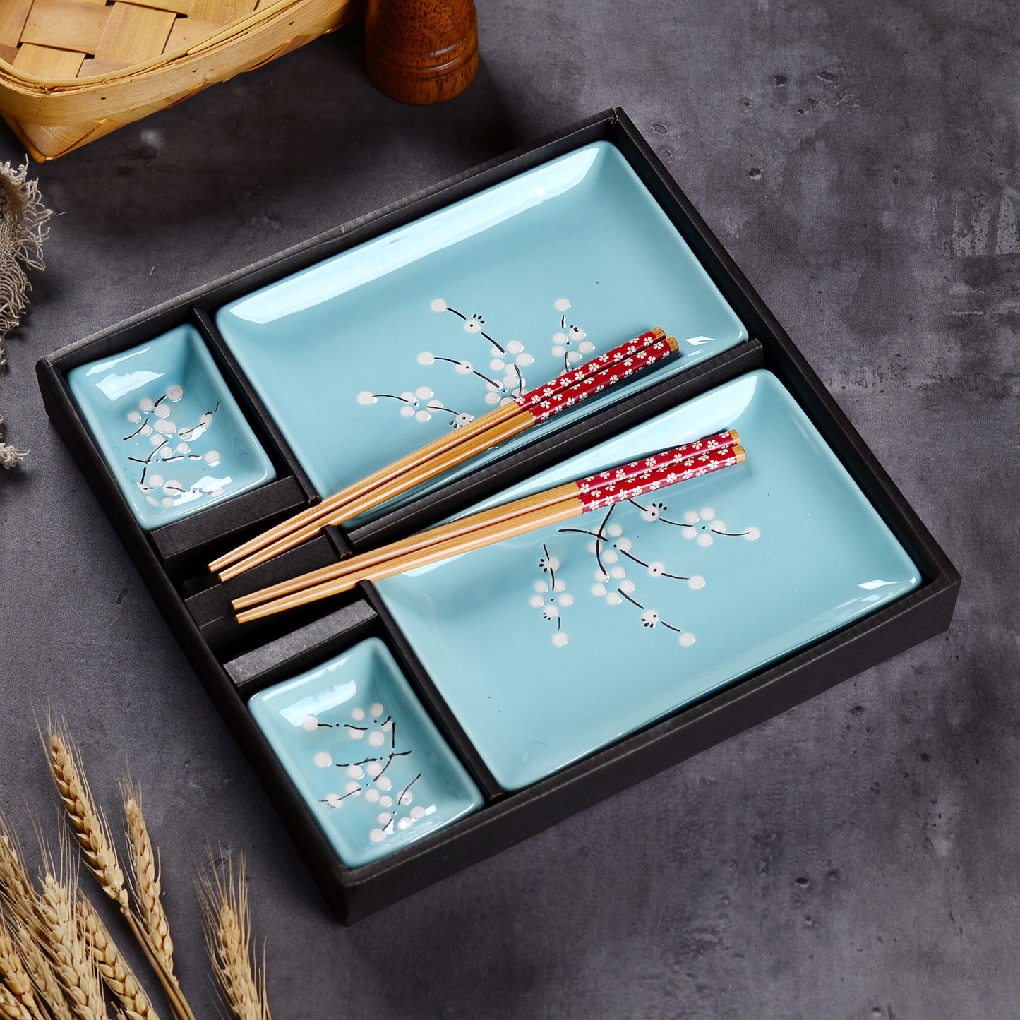 Sushi Plates, Dipping Dish and Chopsticks Set Kiki III