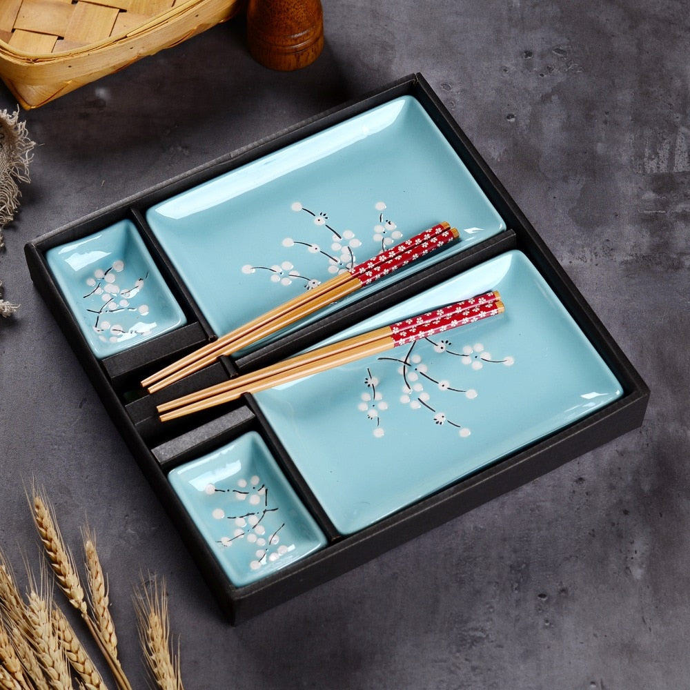 Sushi Plates, Dipping Dish and Chopsticks Set Kiki III