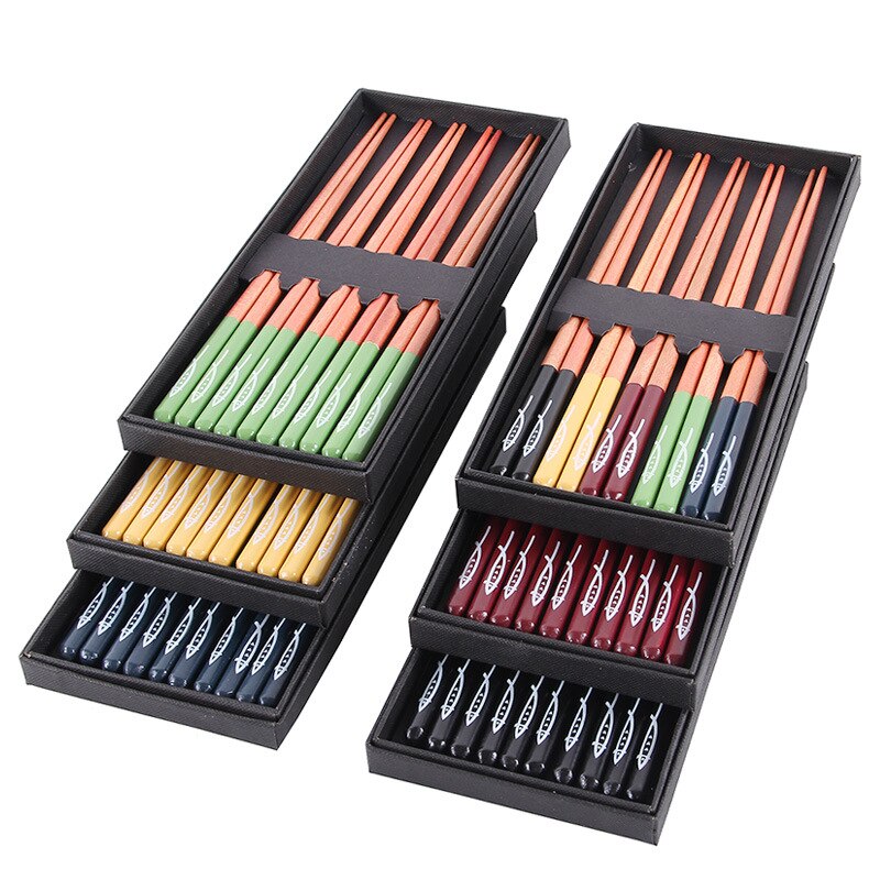 Juego de 5 o 10 Pares de Palillos Aliena (6 Colores)