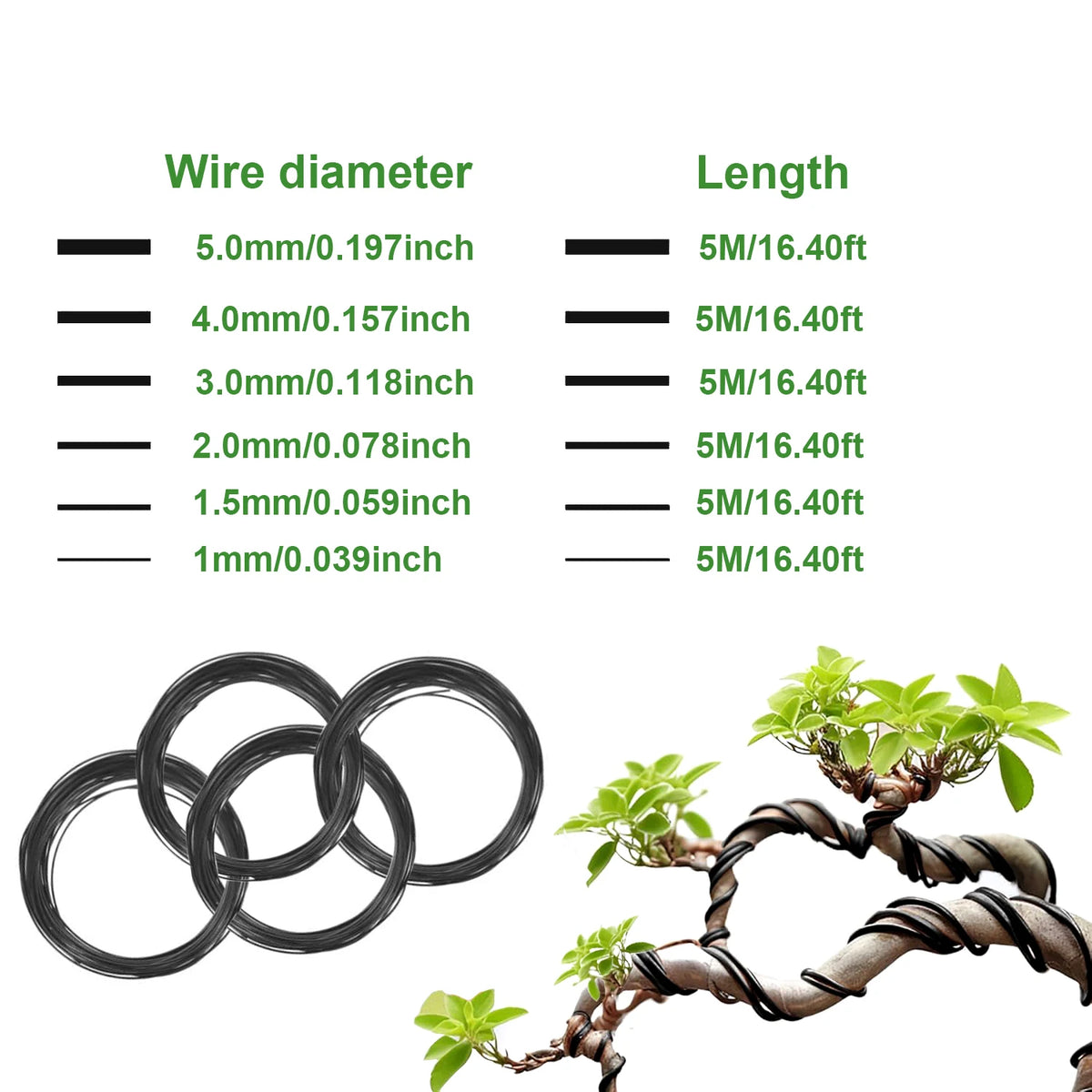 Alambre para Bonsái Matsue (6 Grosores)