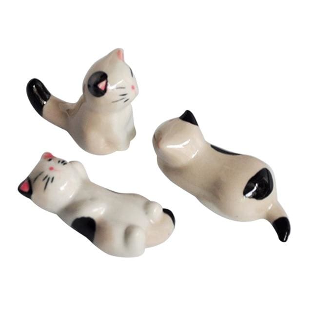 3 Chopstick Holders Cats - Gray - Chopstick Holders