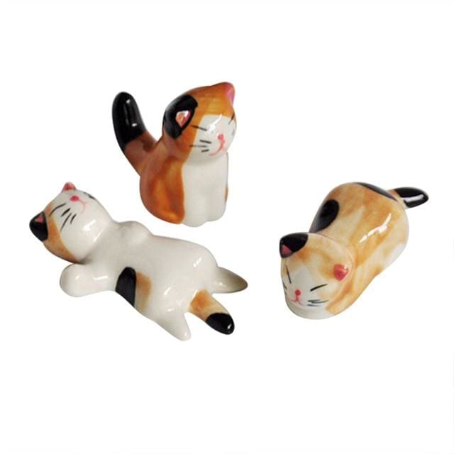 3 Chopstick Holders Cats - Yellow - Chopstick Holders