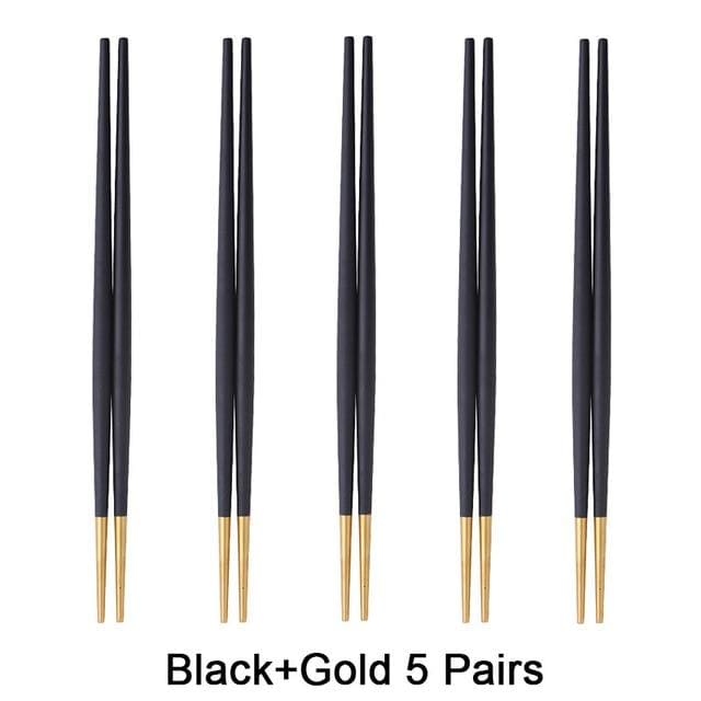 5 Metal Chopsticks Nakano - Black Gold 5 Pairs - Chopsticks
