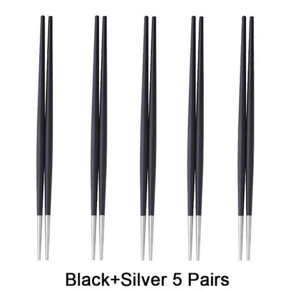 5 Metal Chopsticks Nakano - Black Silver 5 Pairs - Chopsticks