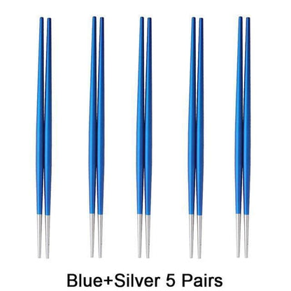 5 Metal Chopsticks Nakano - Blue Silver 5 Pairs - Chopsticks