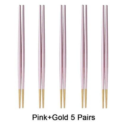 5 Metal Chopsticks Nakano - Pink Gold 5 Pairs - Chopsticks