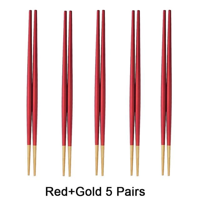 5 Metal Chopsticks Nakano - Red Gold 5 Pairs - Chopsticks