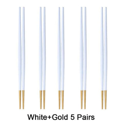 5 Metal Chopsticks Nakano - White Gold 5 Pairs - Chopsticks