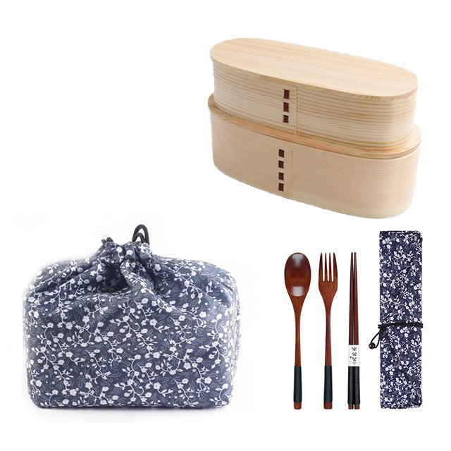 Juego de 2 Cajas Bento y Cubertería Nagai.