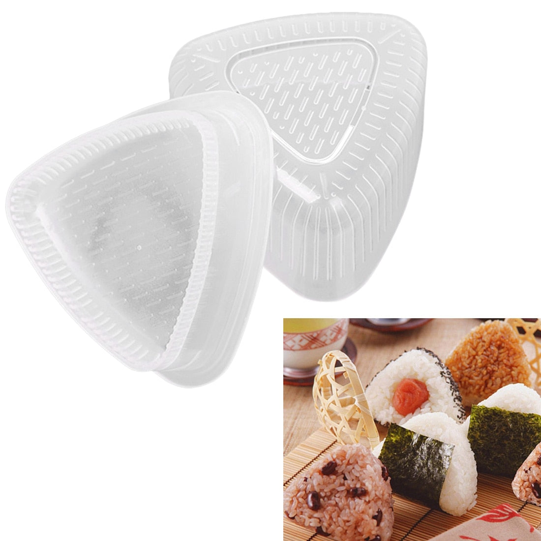 Onigiri Mold, Sushi Mold, 2 Pack Triangle Onigiri Rice Mold Sushi Making Kit  Onigiri DIY Tool Rice Ball Mold for Rice Ball, Sushi (2 White) 