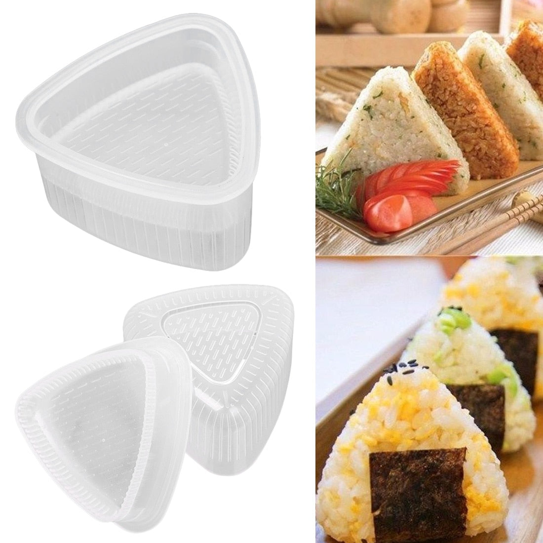 4PCS/Set DIY Sushi Mold Onigiri Rice Ball Food Press Transparent Triangular  Sushi Maker Mold Sushi Kit Kitchen Bento Accessorie