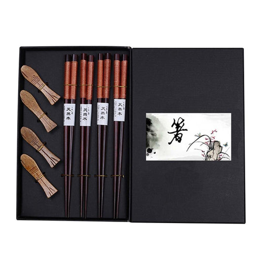 4 pairs of Chopsticks and Chopsticks Holders Set Honancho