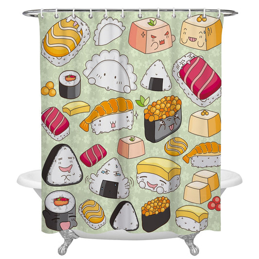 Cortina de Ducha Sushi Cartoon (6 Tamaños)