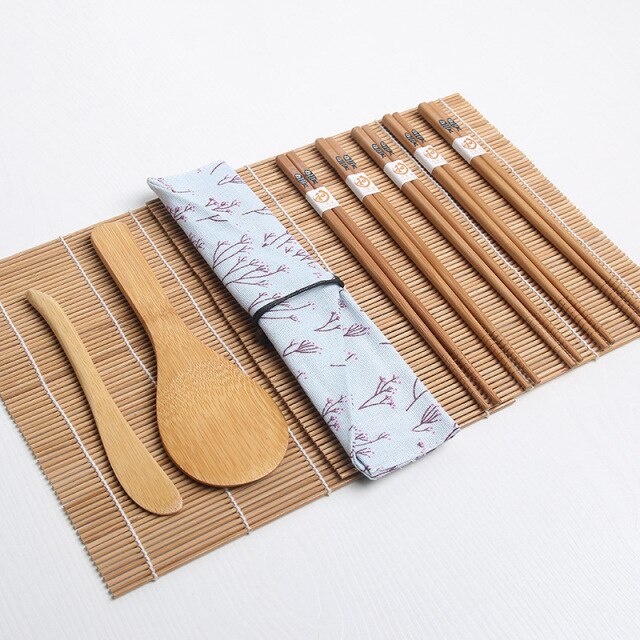 New Sushi Making Kit Bamboo Set With Sushi Rolling Mat Sushi