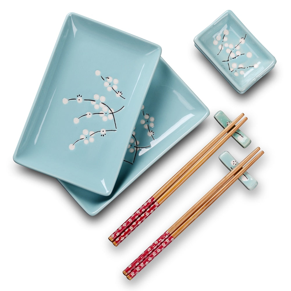 Sushi Plates, Dipping Dish and Chopsticks Set Kiki III