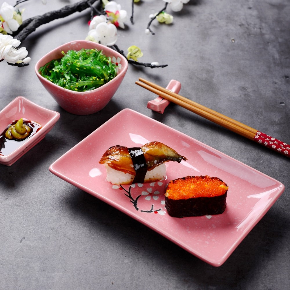 Juego de Platos, Cuencos para Salsa y Palillos para Sushi Keiko