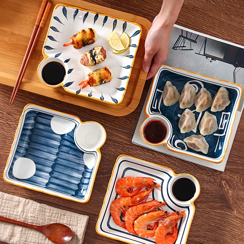 Plate with Sauce Bowl Hotaka (4 Colors)