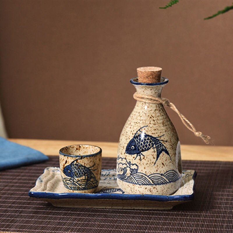 IMIKEYA Ensemble De 6 Pots à Saké Ronds En Céramique - Service à Saké Japonais Élégant