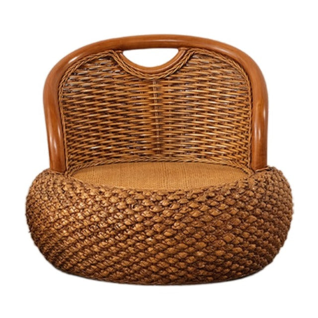 Floor Rattan Zaisu Legless Chair and Zabuton Set