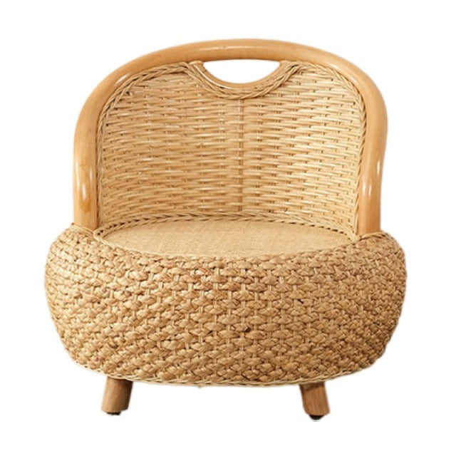 Floor Rattan Zaisu Legless Chair and Zabuton Set