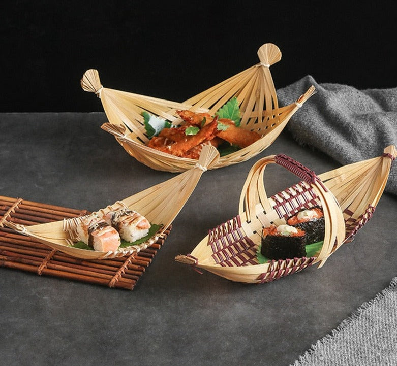 Bamboo Sushi Boat Trays, Set of 2