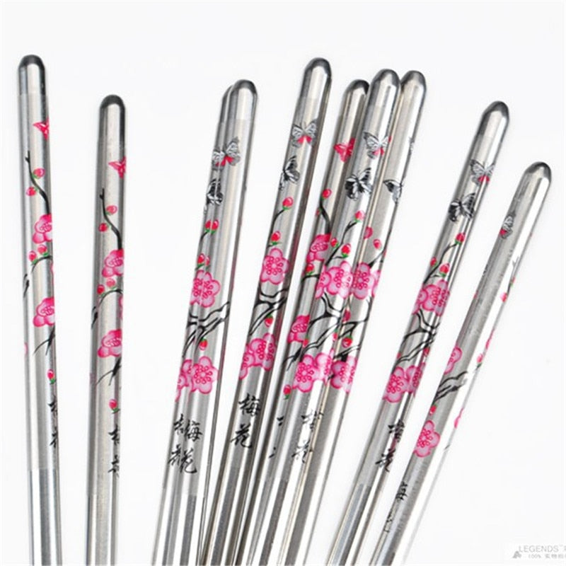 5 pares de palillos de metal Okubo