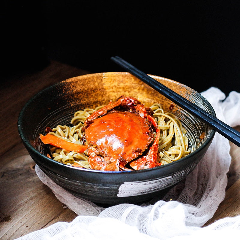 Tazón de ramen marrón y azul - Cuencos de ramen - Nishikidôri