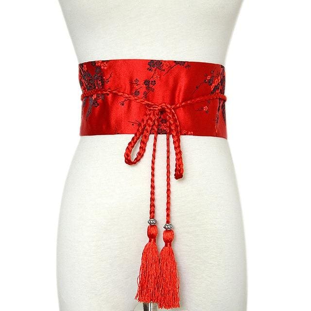 Woman Obi Belt Yoshimi - Red - a