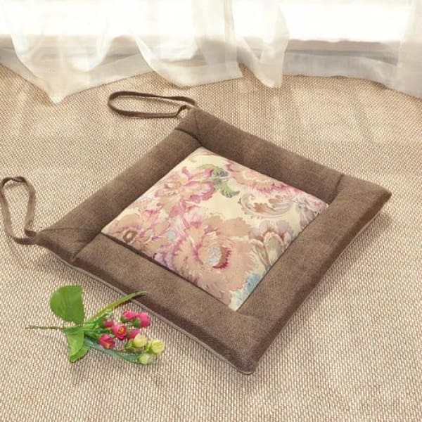 Zafu Suwa - Light coffee flower - Tatami Cushion